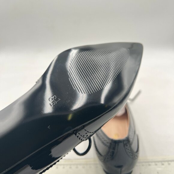 Zszszsu Black Vintage Flat Oxfords Shoes Pointed Toe Lace Up Wingtips Dress Shoe - Picture 6 of 8